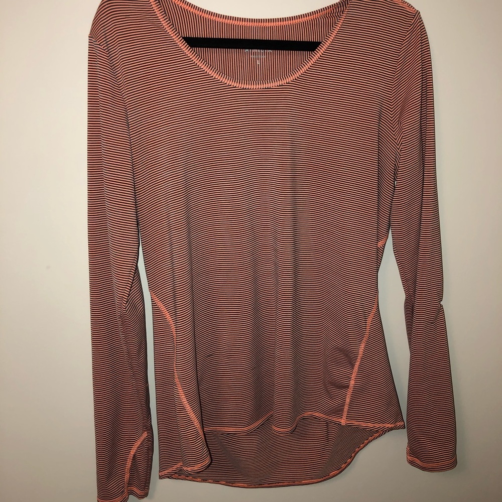 Grey & Peach striped Athleta Long Sleeve